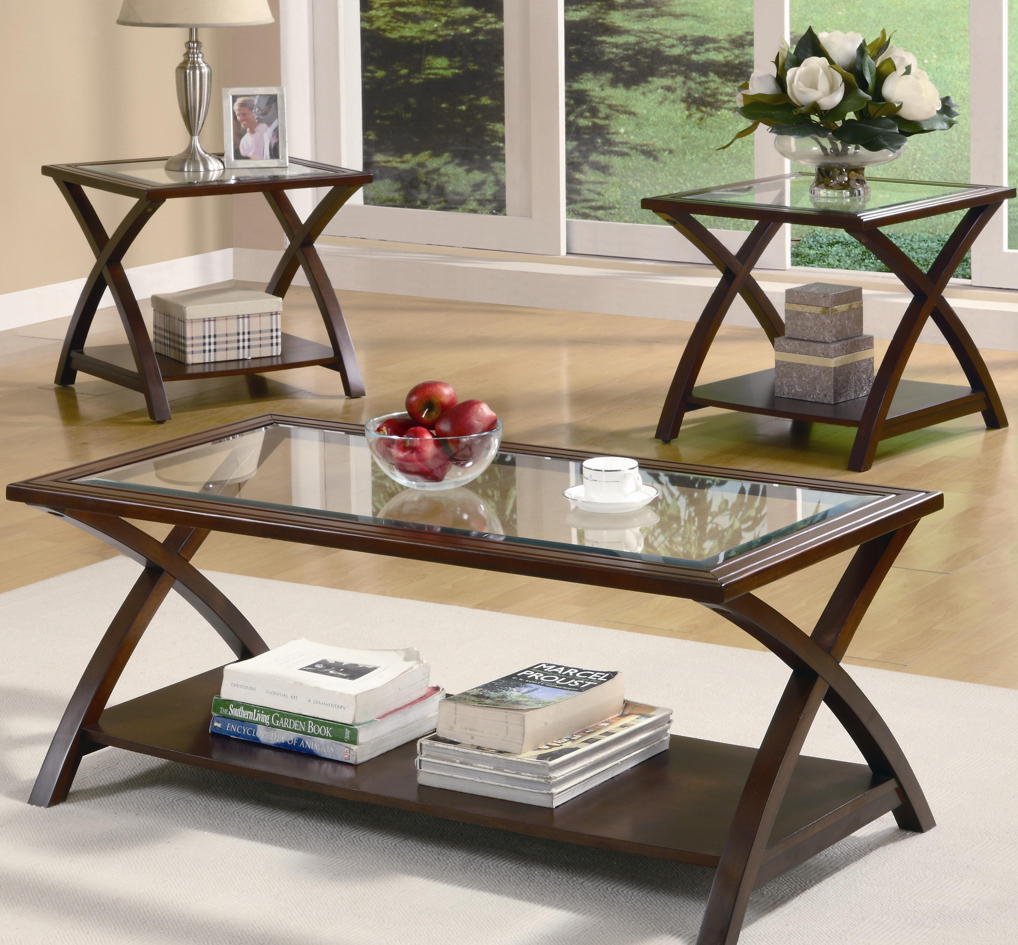 table piece coaster occasional sets furniture living coffee tables end glass wood coffe contemporary base side three brown number 3pc